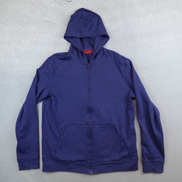 BOSS Hugo Boss Hoodie Mens XL Navy Zip Up Sweatshirt Jacket Full Zip - Picture 1 of 10